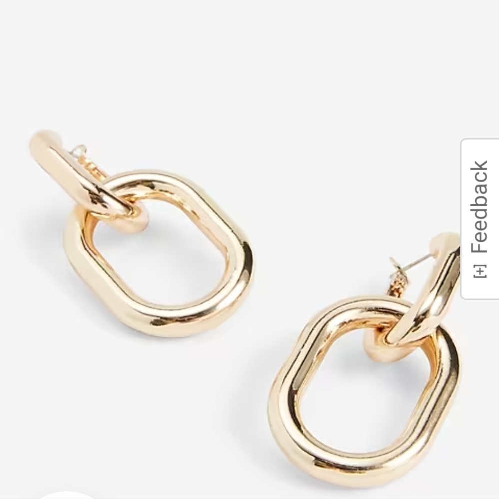 NWT Express oval link drop earrings gold tone